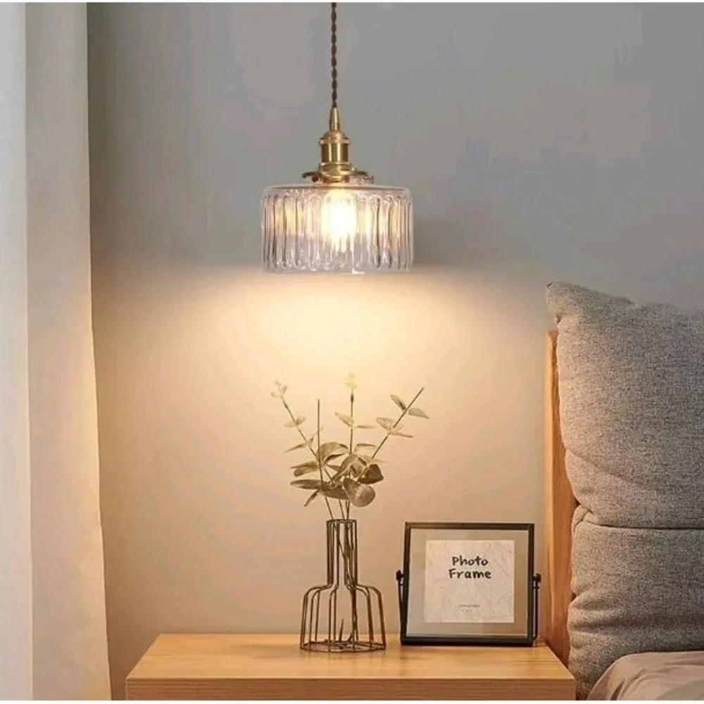 Hanging Glass Pendant Light Brass Lighting Dining Lamps Chandelier Green Clear